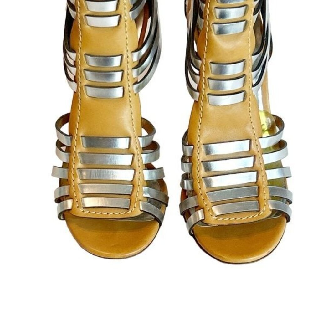 Coach Women's Leather Brown Silver Lucy Gladiator Heels Strappy Size 5.5 NWOB - Picture 2 of 7